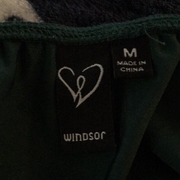 Windsor Luxe Satin Mini  Dress Size M Cowl Neck Hunter Green - Picture 7 of 9